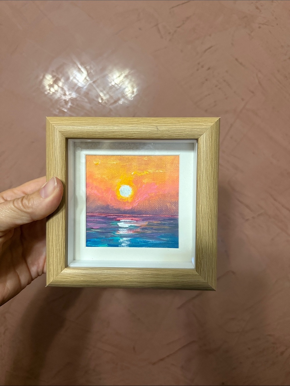 Framed Sunset Seascape Wall Art - Pink & Blue